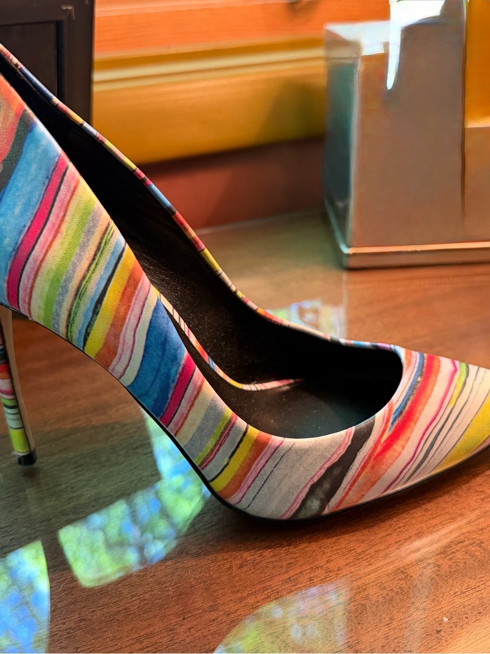 Aldo Multicolor Striped Pointed-Toe Pumps - Picture 2 of 4